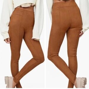 Spanx tan brown faux suede pants size L